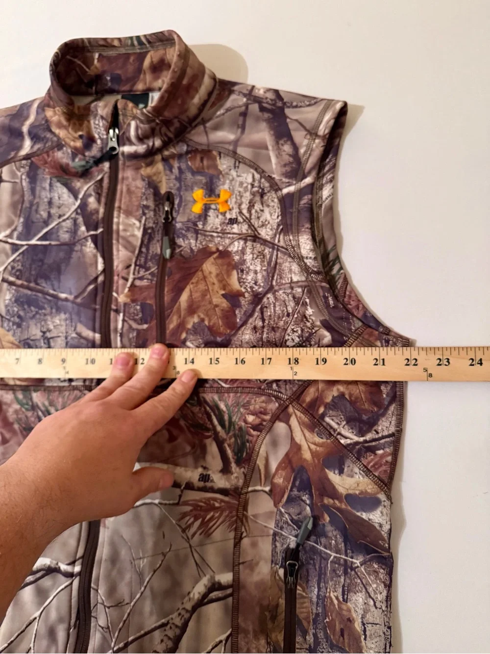 Under Armour Vest Mens L Brown Camo ColdGear Fleece Lined Realtree Hunting